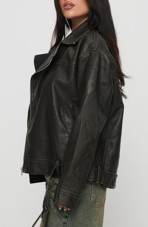 PRINCESS POLLY PRINCESS POLLY ALDRICH OVERSIZE FAUX LEATHER MOTO JACKET