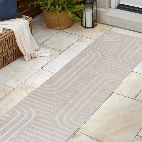 Jonathan Y Anders High-low Midcentury Modern Arch Stripe Two-tone Indoor/outdoor Area Rug In White/cream