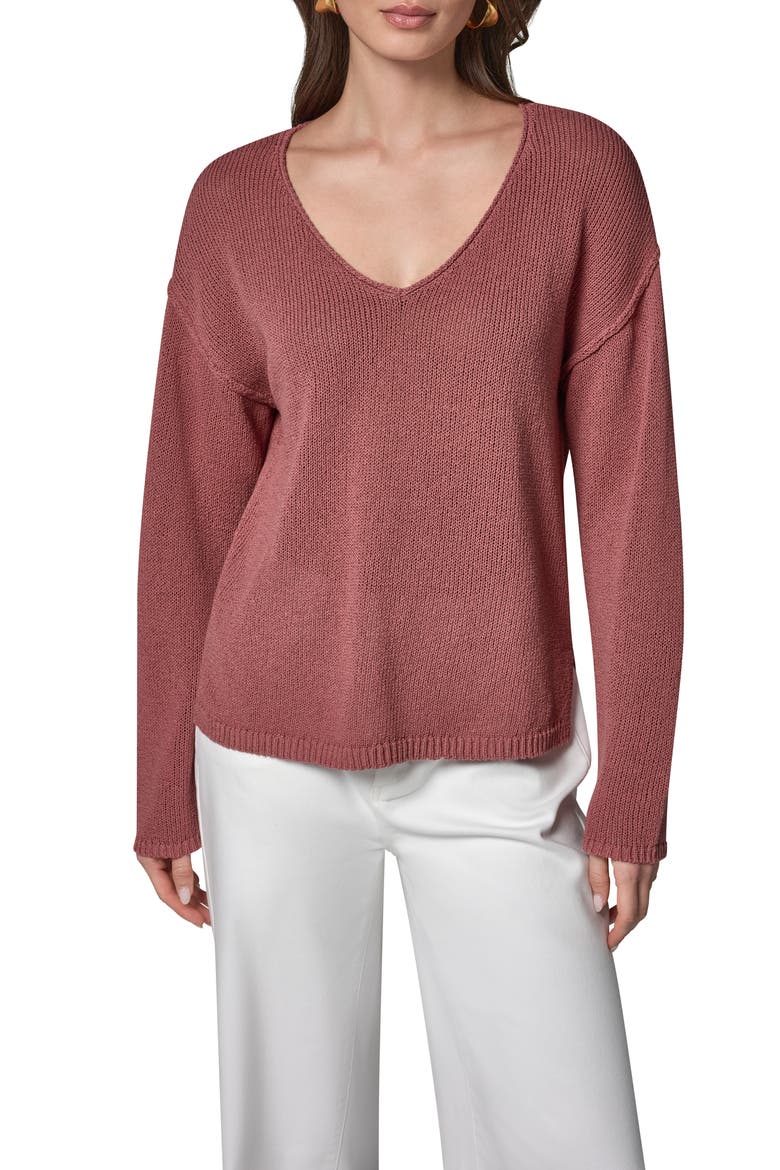 Rolled V-Neck Sweater, Main, color, DESERT CLAY
