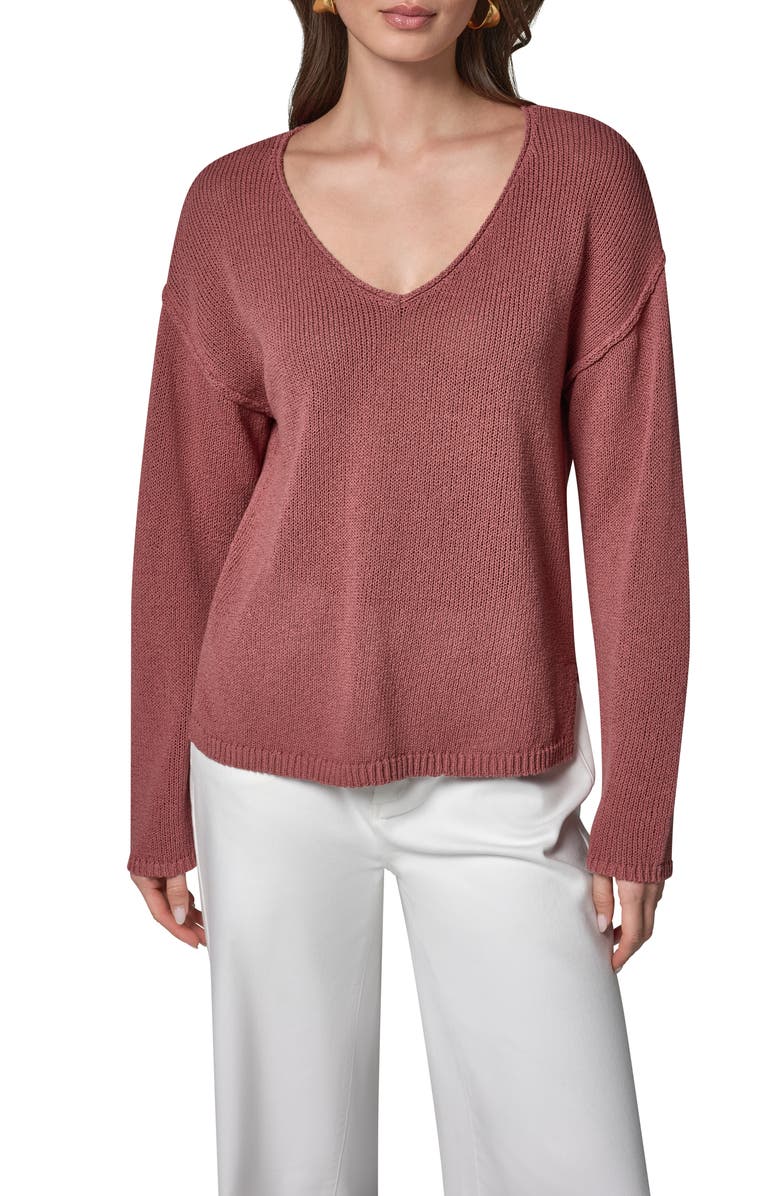 Donna Karan New York Rolled V-Neck Sweater, Main, color,