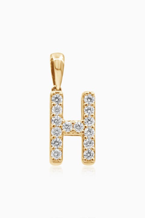 14K Gold Luxe Letter Diamond Initial Pendant Charm