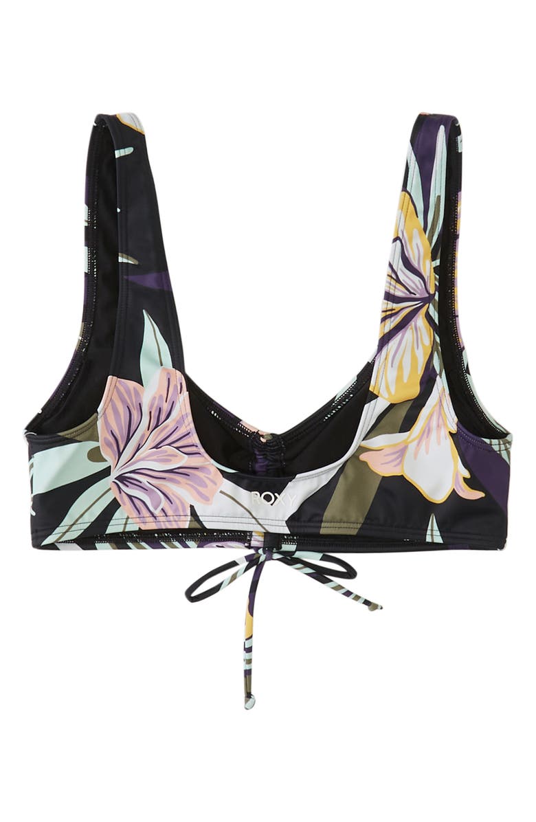 Roxy Active Floral Print Ruched Bikini Top, Alternate, color, 