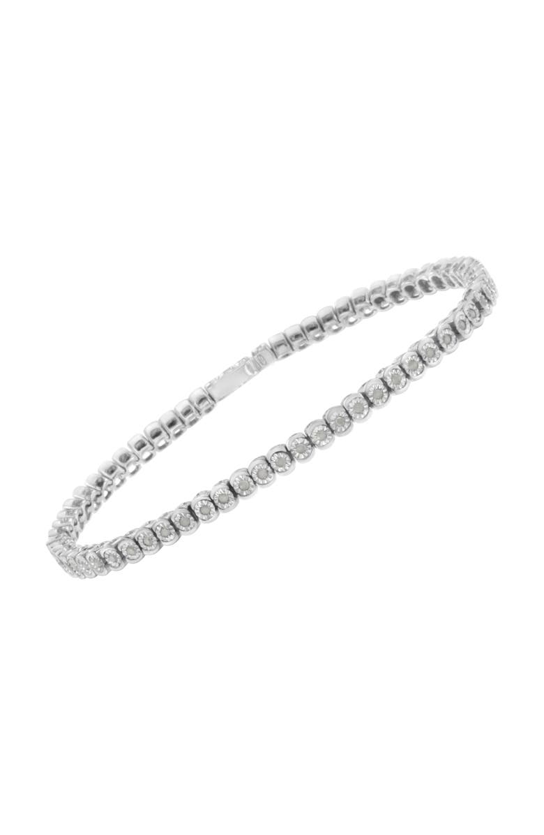 Haus of Brilliance Silver 1/2 Cttw Miracle-Set Diamond Round Half Bezel Tennis Bracelet, Alternate, color, White