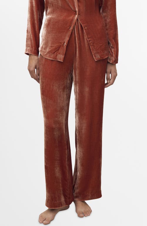 Mango Velvet Lounge Pants In Brown
