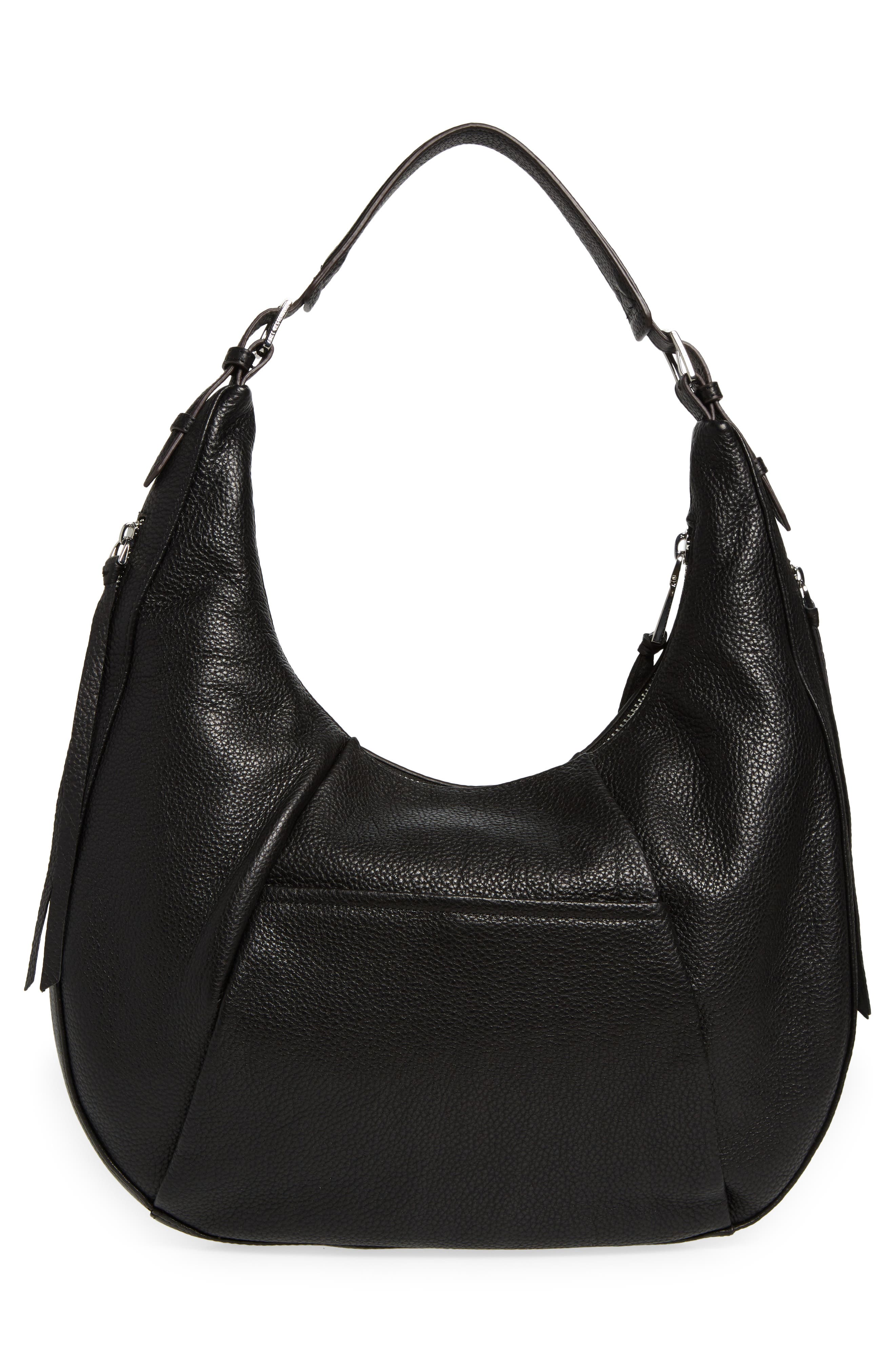 AIMEE Corfu Pleated Hobo Bag, Alternate, color, Black W/ Silver