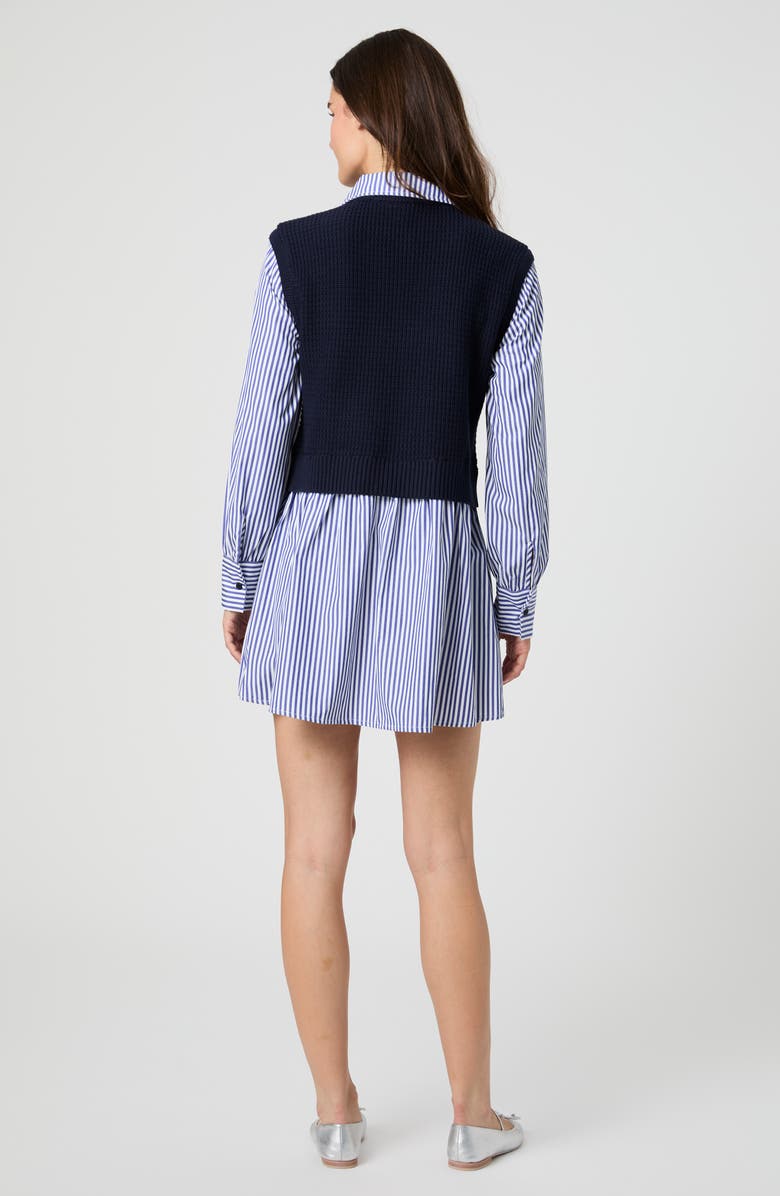French Connection Open Knit Sweater Dress, Alternate, color, Navy/ Stripe