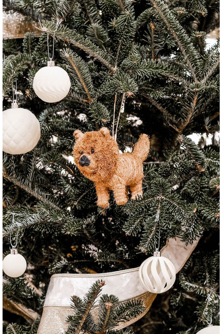 Chow Chow Handwoven Ornament, Alternate, color, BROWN
