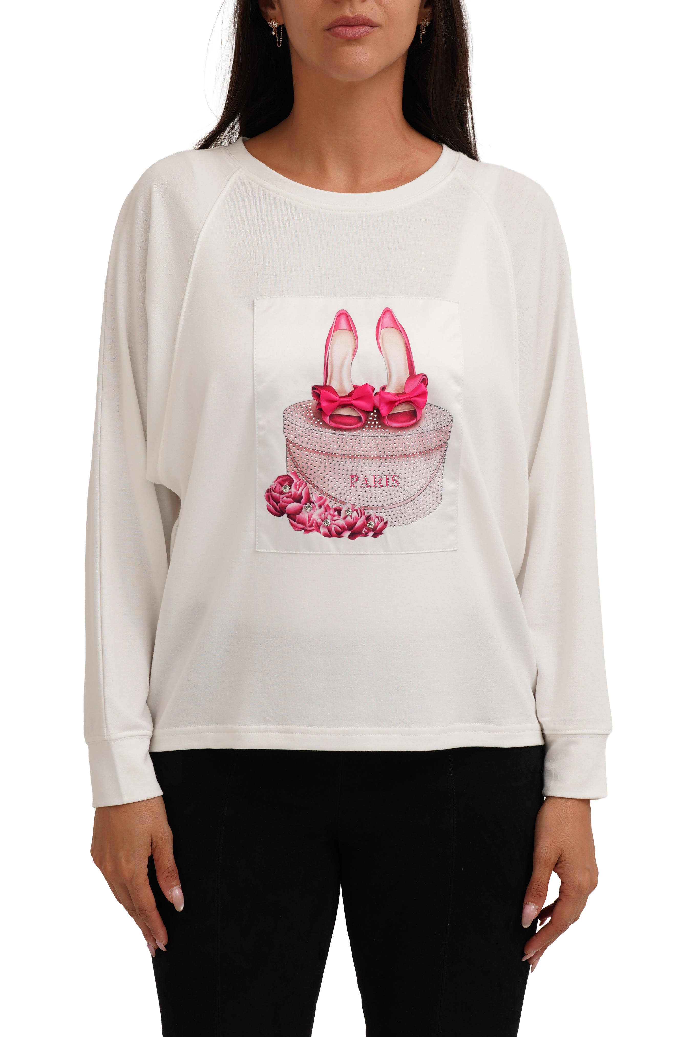 Paris Shoes Raglan Long Sleeve Graphic T-Shirt, Main, color, BONE