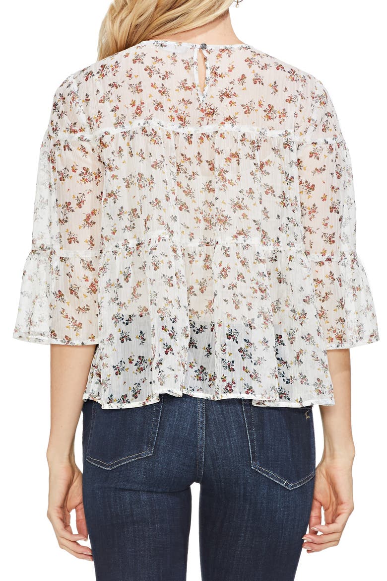 Ditsy Manor Tiered Ruffle Blouse, Alternate, color, ANTIQUE WHITE