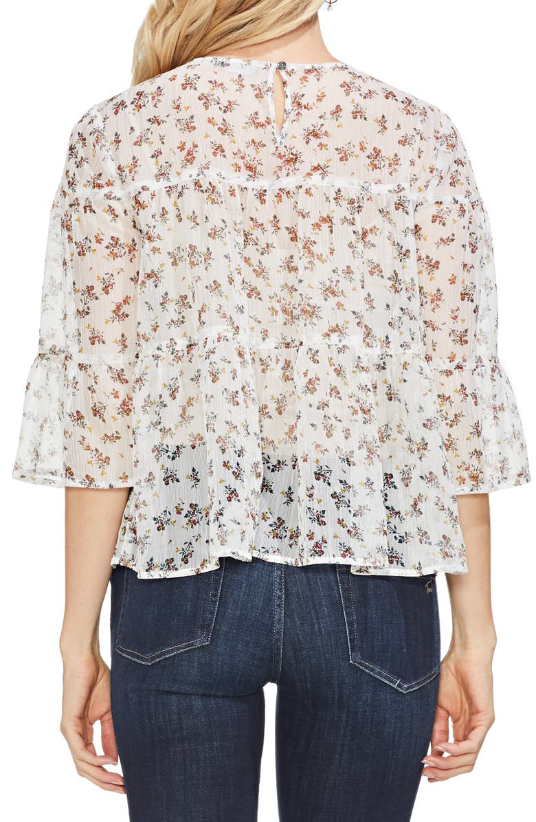 Vince Camuto Ditsy Manor Tiered Ruffle Blouse, Alternate, color,