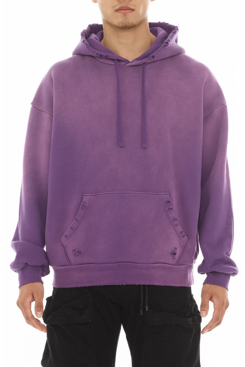 Core Distressed French Terry Pullover Hoodie, Main, color, DUSTY LAVENDER