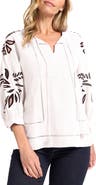 matty m. Athena Embroidered Puff Sleeve Cotton Top