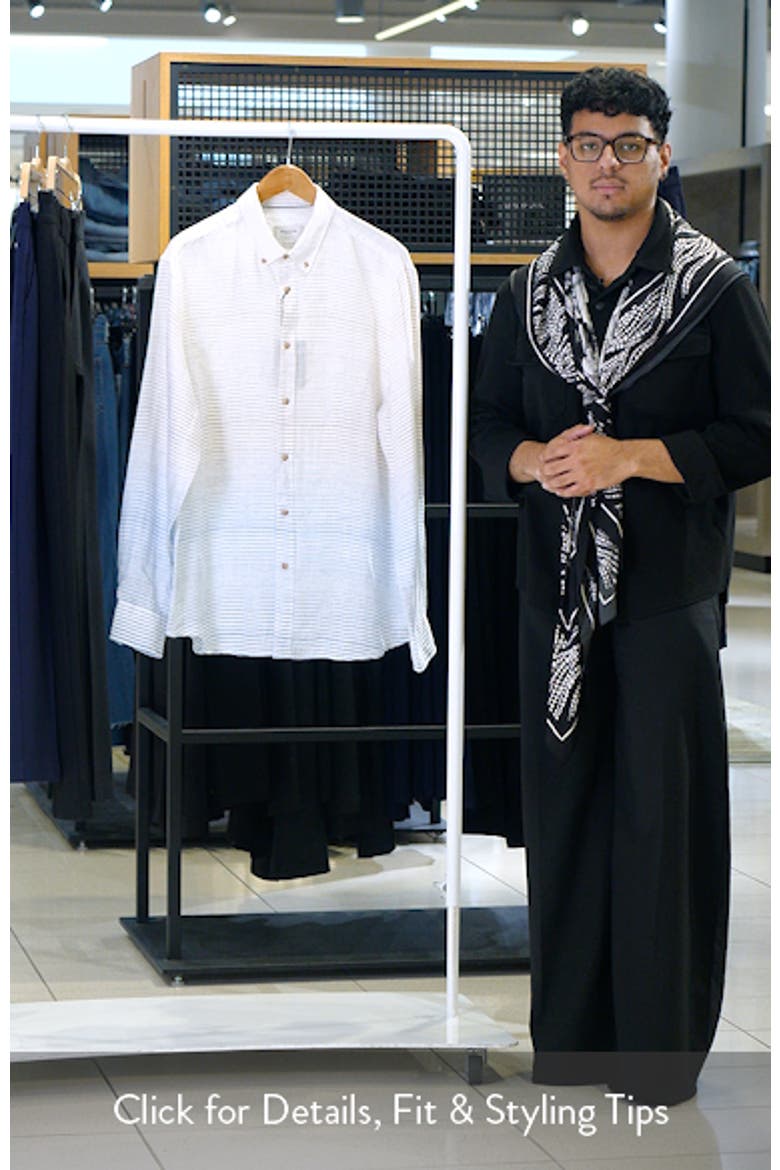 Austin Shaped Fit Gradient Stripe Linen Button-Down Shirt video