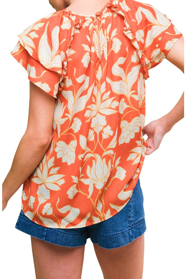 Tiered Flutter Sleeve Top, Alternate, color, RUST