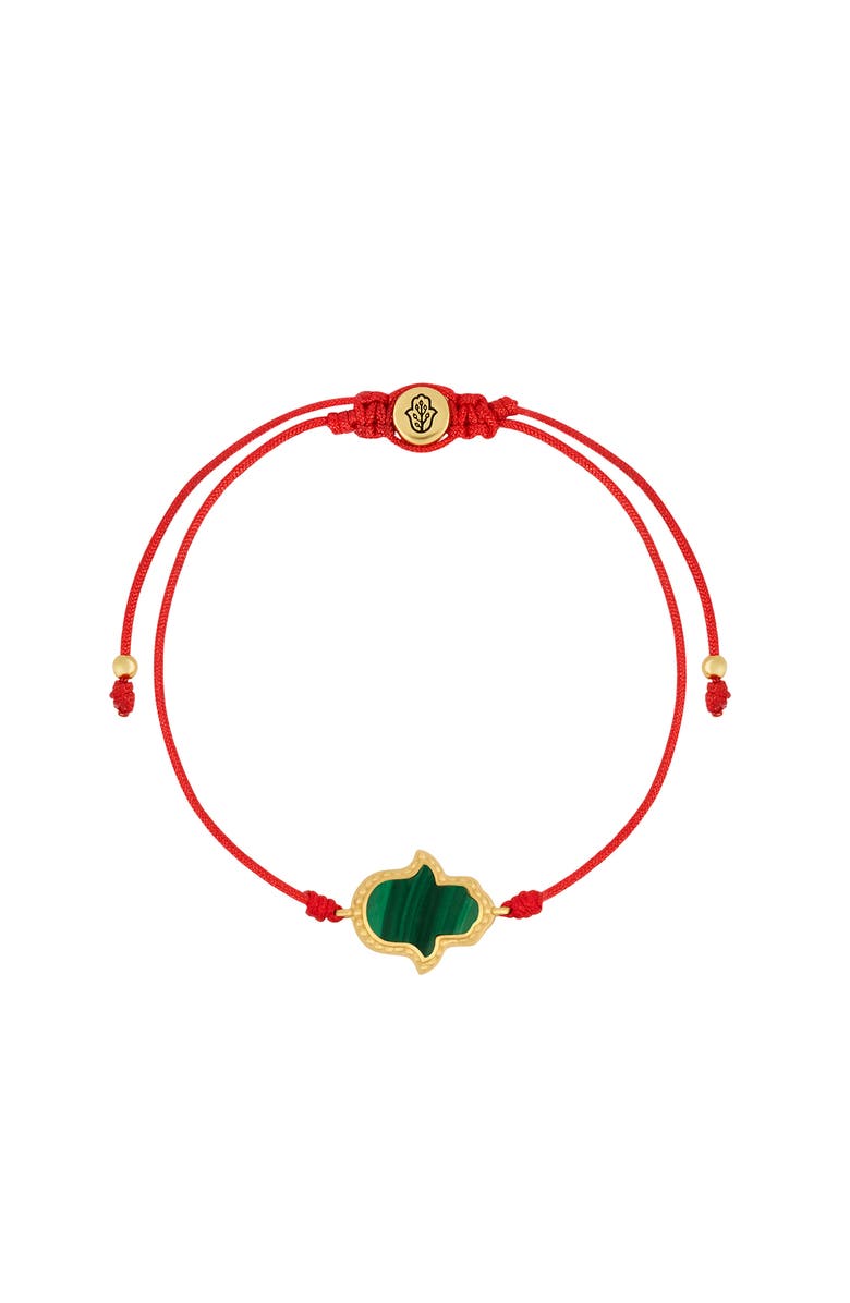 Karma and Luck Gifted & Blessed Hamsa Malachite Red String Bracelet, Main, color, Red/Green