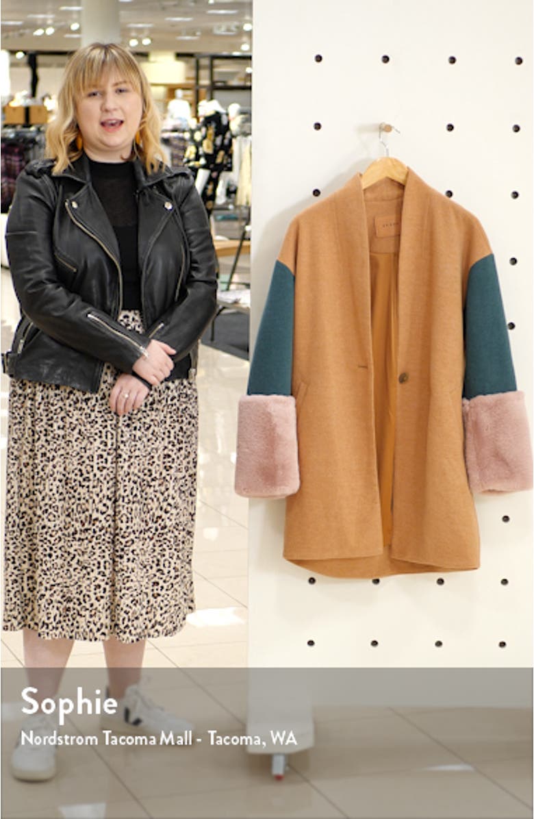 Out of Office Faux Fur Cuff Coat, sales video thumbnail