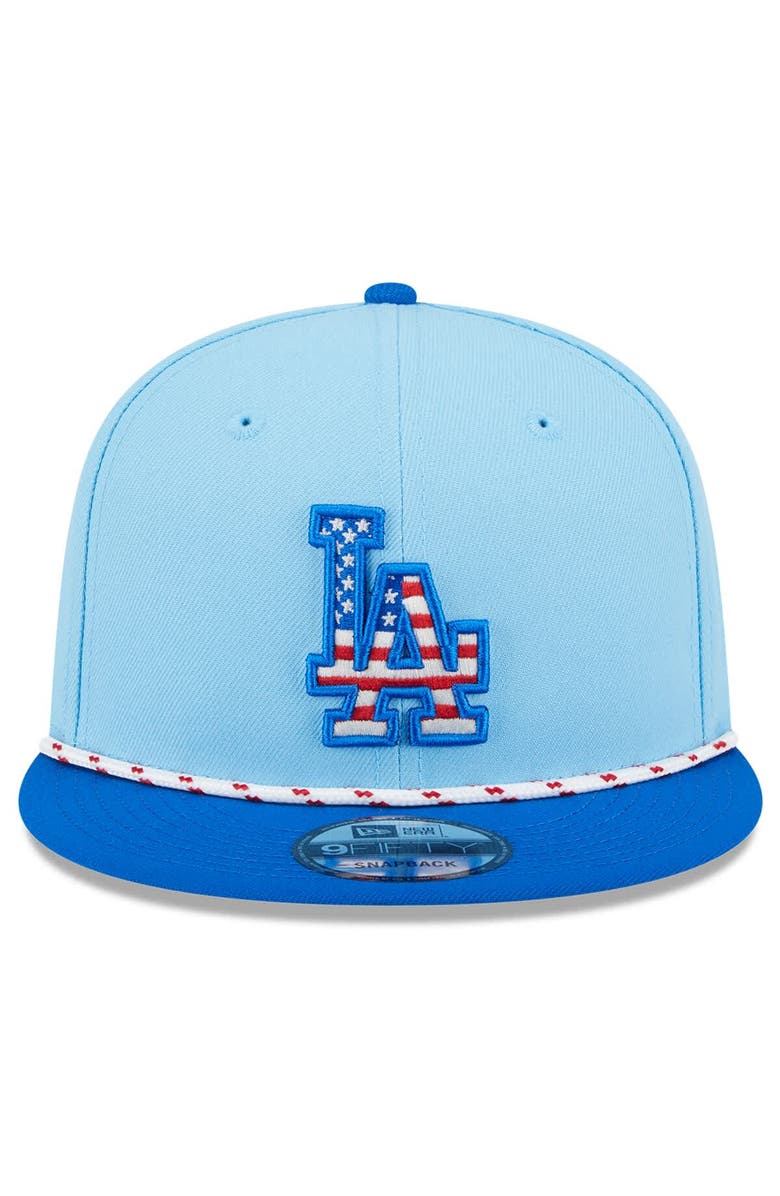 New Era Men's New Era Light Blue/Royal Los Angeles Dodgers 2025 Fourth of July 9FIFTY Snapback Hat, Alternate, color, 