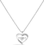 Haus of Brilliance Silver Diamond Accent MOM in Heart Pendant Necklace  Inches