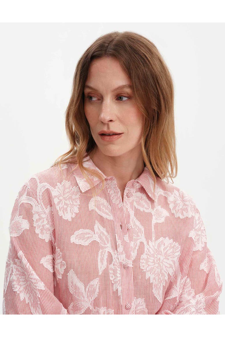 Heidi Relaxed Fit Collared Shirt, Alternate, color, Red Floral Stripe
