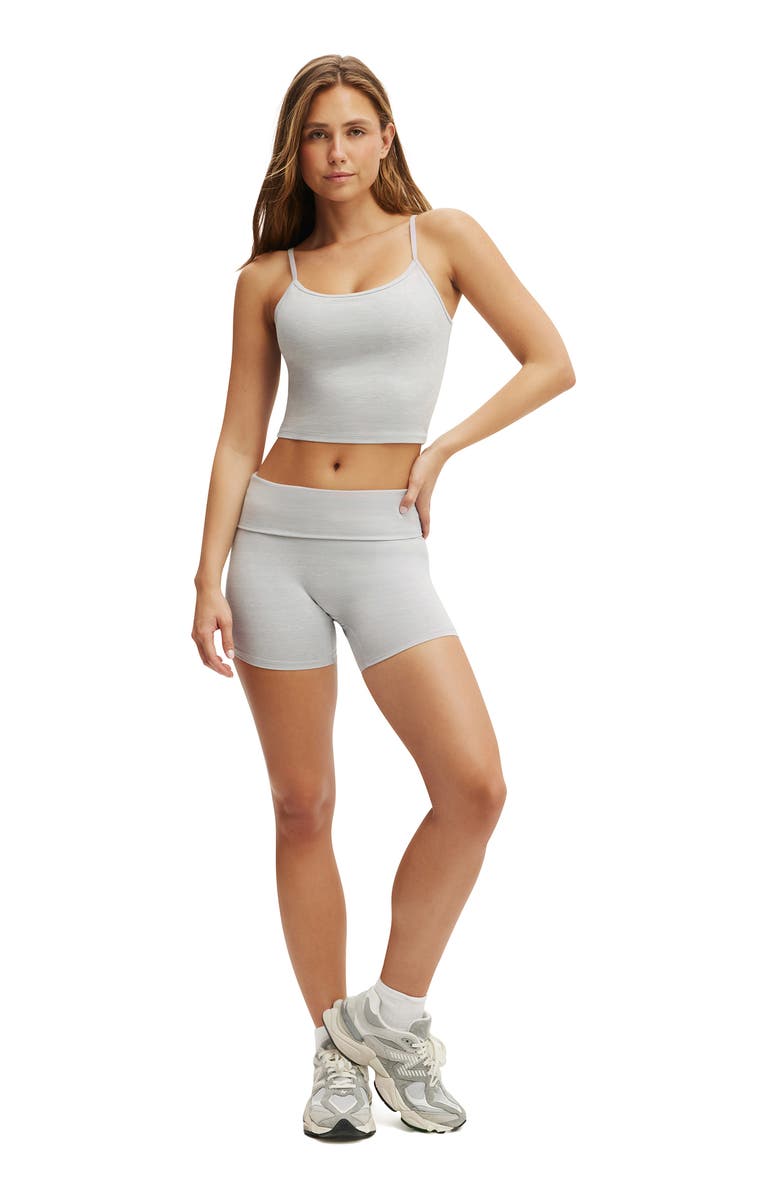 COTTON ON BODY Women's Active Ultra Soft Roll Over Shortie Short, Alternate, color, Light Grey Marle