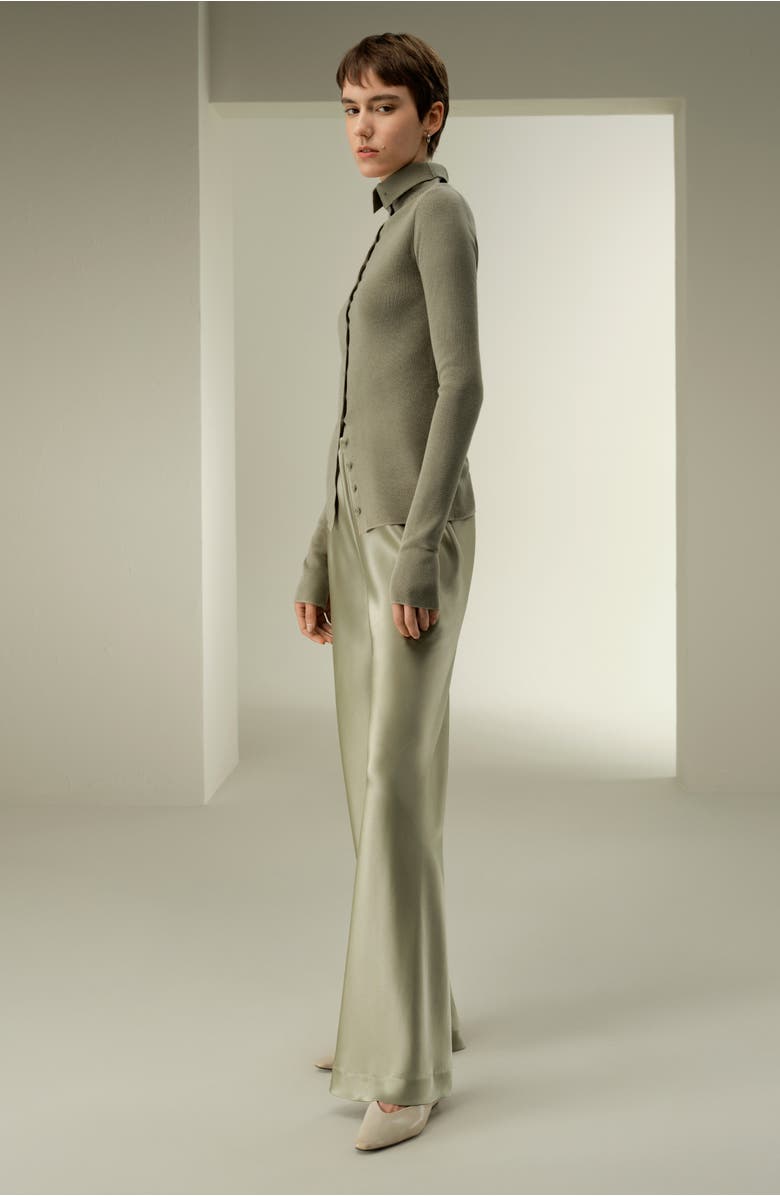 Lilysilk Slim Fit Silk Cashmere Sweater, Alternate, color, Artichoke