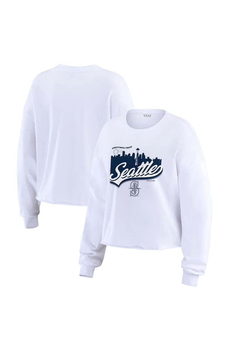 WEAR by Erin Andrews Women's WEAR by Erin Andrews White Seattle Mariners Domestic Postcard Long Sleeve T-Shirt, Main, color,