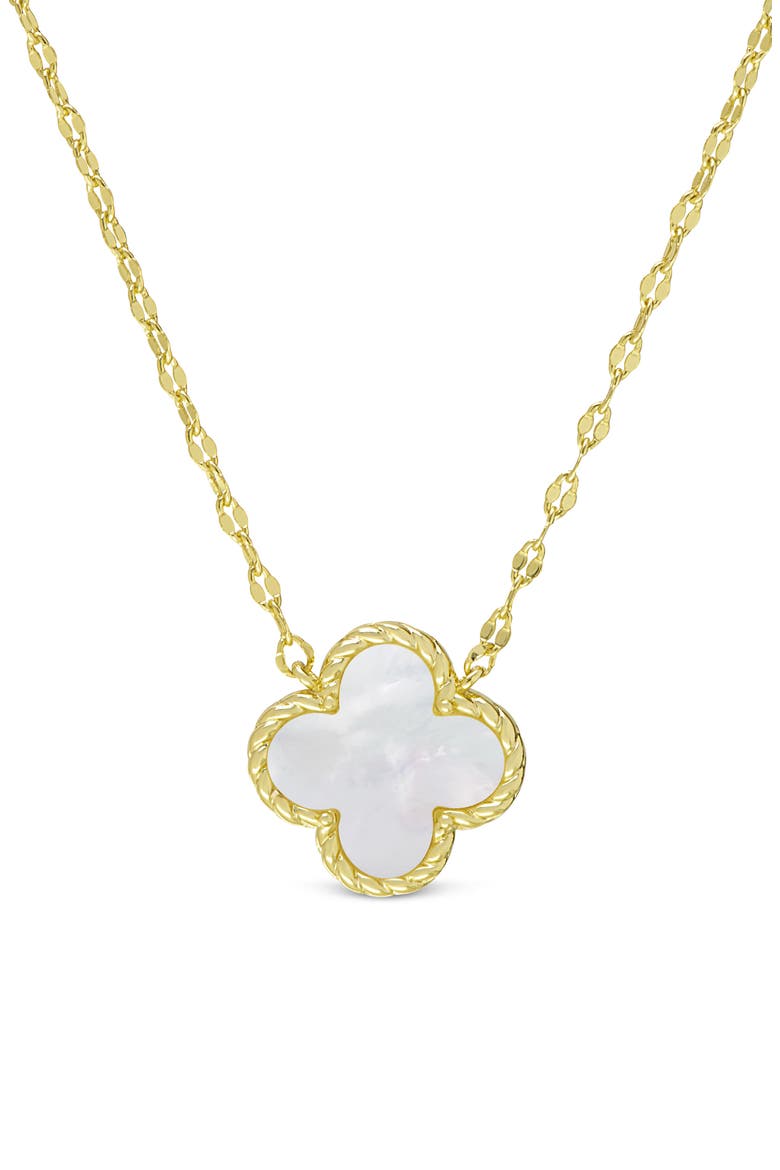 Kids' Mother-of-Pearl Clover Pendant Necklace, Main, color, GOLD