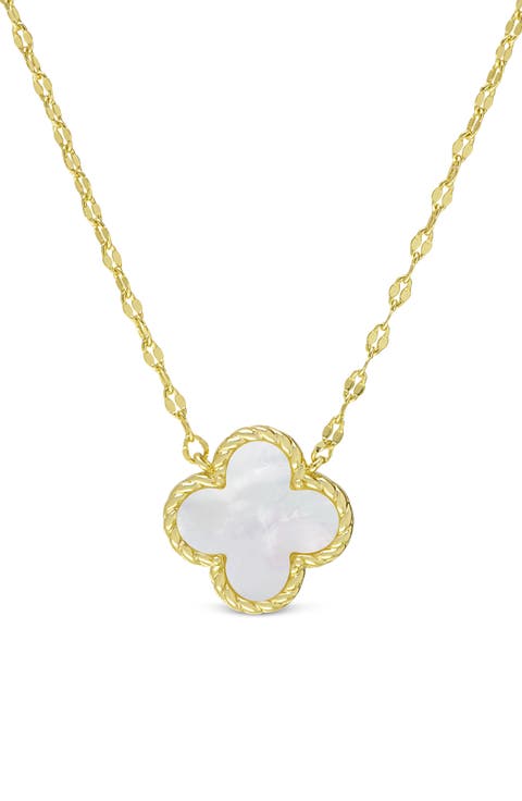 Kids' Mother-of-Pearl Clover Pendant Necklace