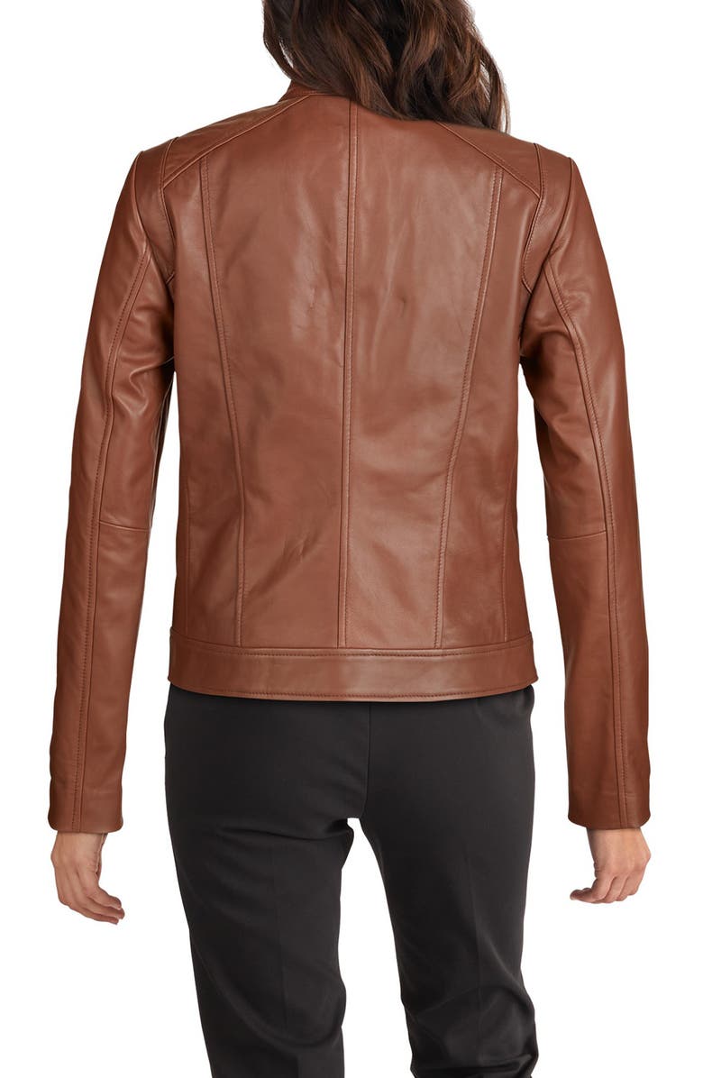 Cole Haan Lambskin Leather Jacket, Alternate, color, Hickory