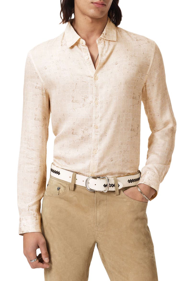 Luca Digital Print Button-Up Shirt, Main, color, IVORY