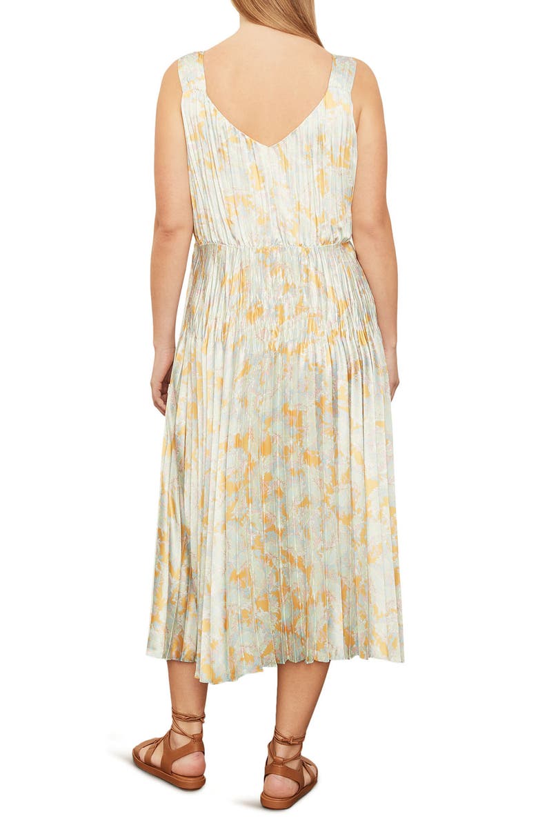 Vince Lotus Pleated Slipdress, Alternate, color, Warm Sand