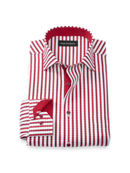 Paul Fredrick Comfort Stretch Non-iron Heart Dress Shirt With Contrast Trim
