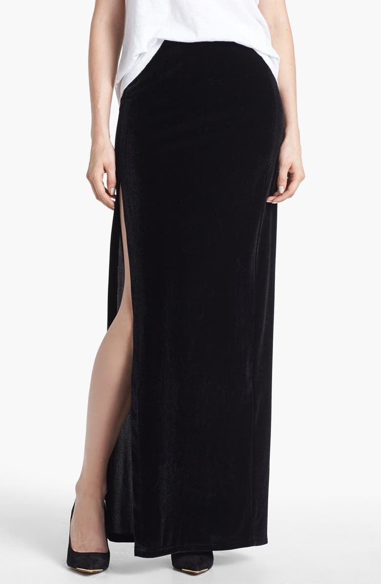 WAYF Velvet Maxi Skirt, Main, color, 