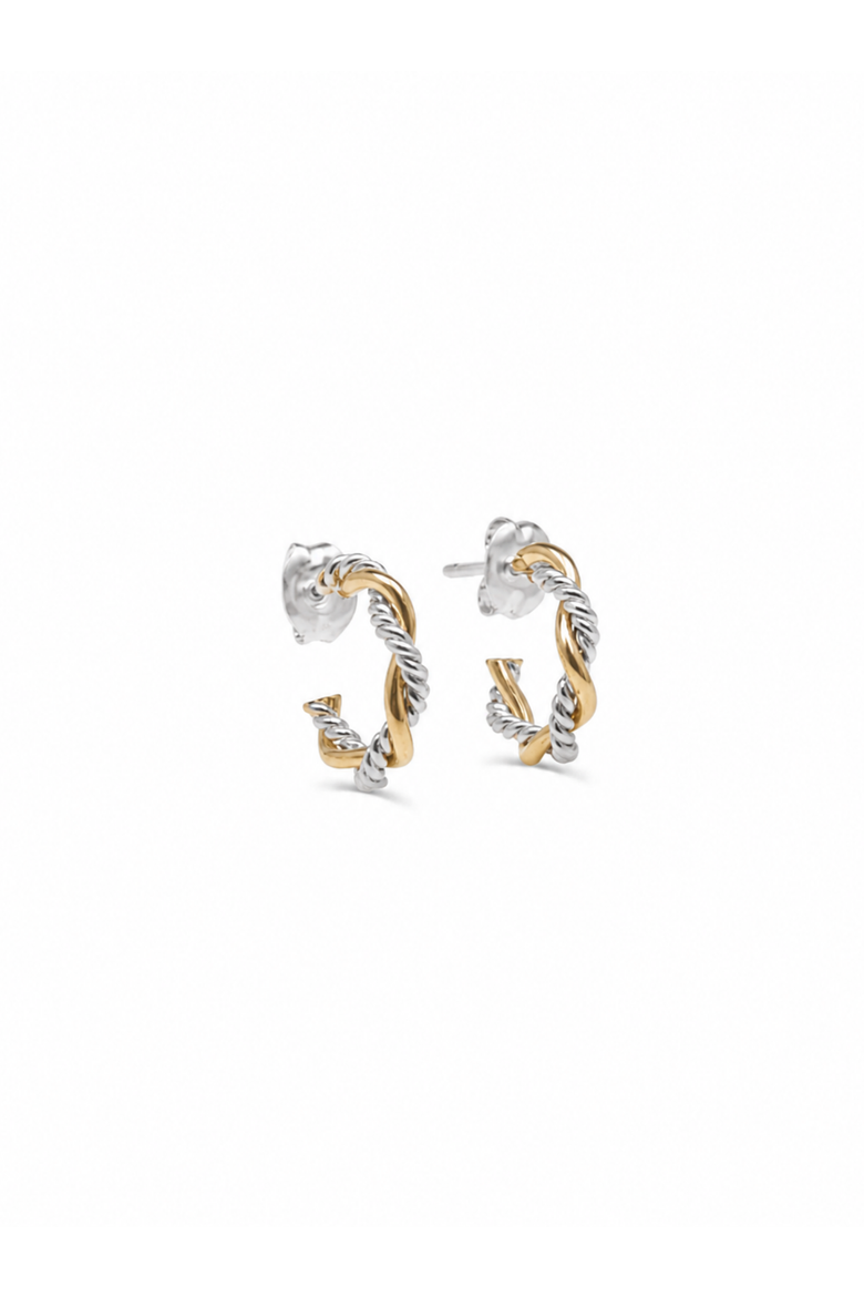 Faye Two-Tone Braided Mini Hoops, Alternate, color, Gold
