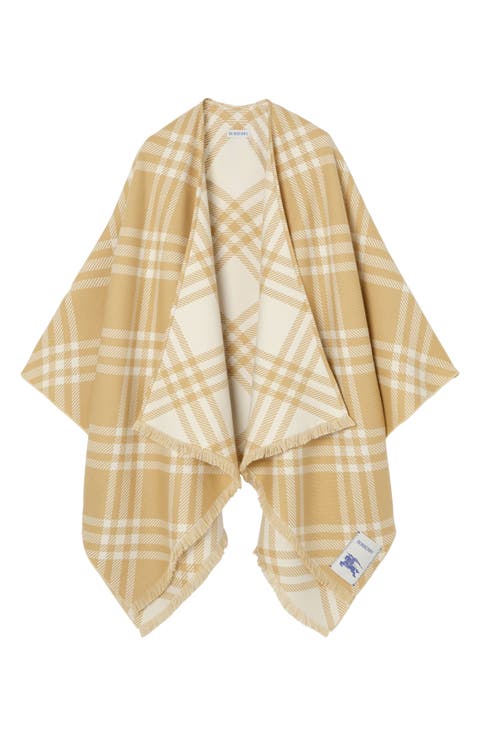 Lightweight Tribar Check Wool, Silk & Cashmere Cape