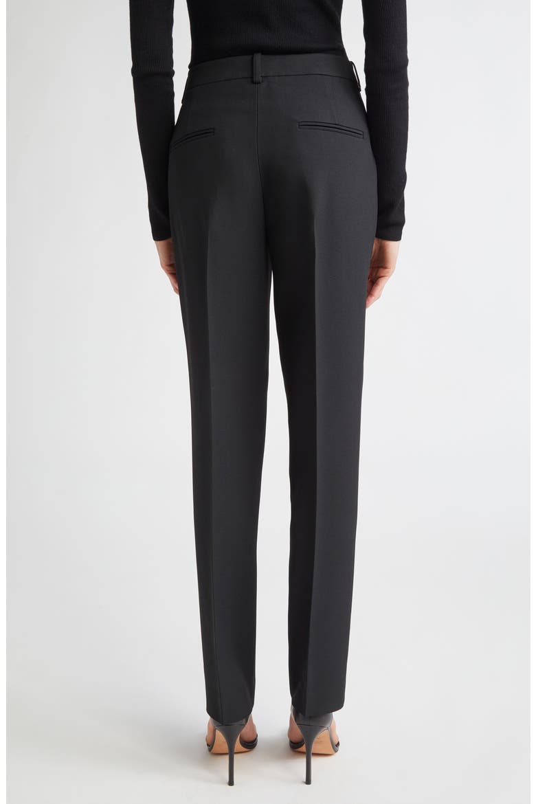 Samantha Pintuck Pleat Crepe Sablé Ankle Pants, Alternate, color, BLACK