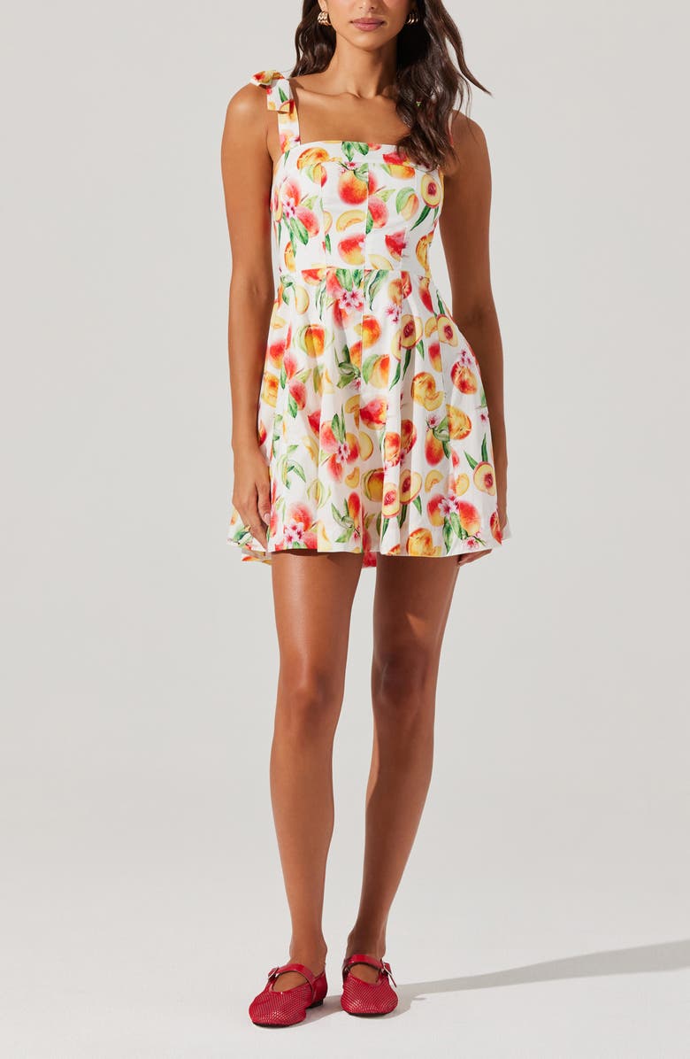 ASTR the Label Tinesha Tie Strap Cotton Mini Sundress, Alternate, color, Yellow Peach