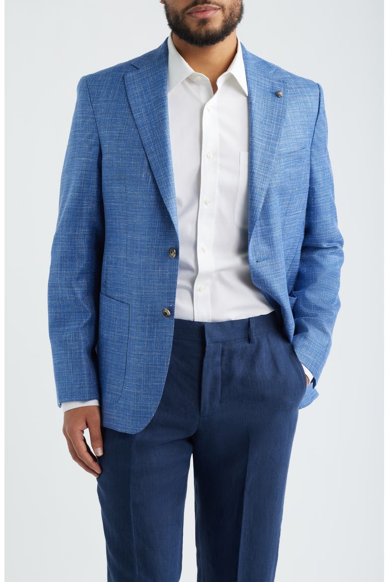 Morton Contemporary Fit Blue Slub Wool & Silk Blend Sport Coat, Main, color, BLUE