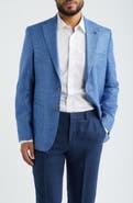 Jack Victor Morton Contemporary Fit Blue Slub Wool & Silk Blend Sport Coat