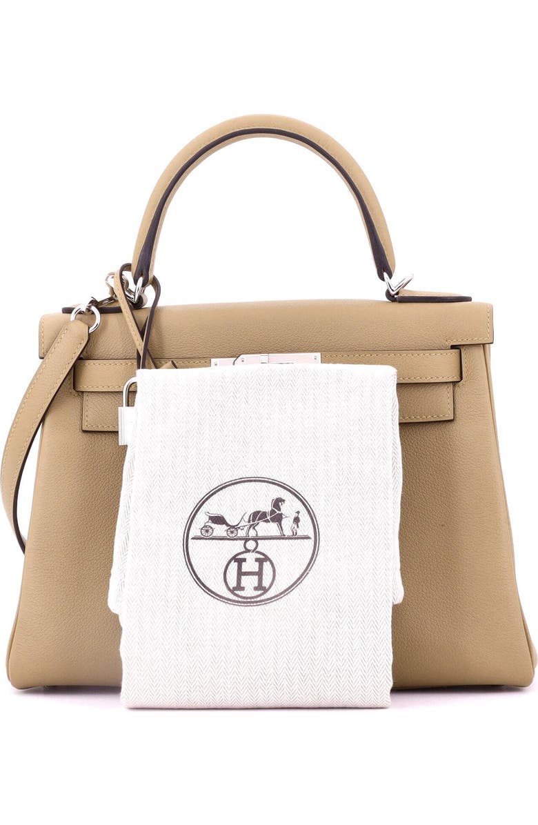 Pre-Owned Hermes Kelly Handbag Brown Evercolor with Palladium Hardware 28, Alternate, color, Poussiere