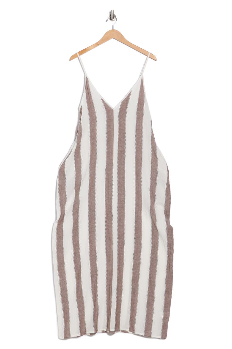 Stripe Cotton Cover-Up Maxi Dress, Alternate, color, WHITE/BROWN STRIPE