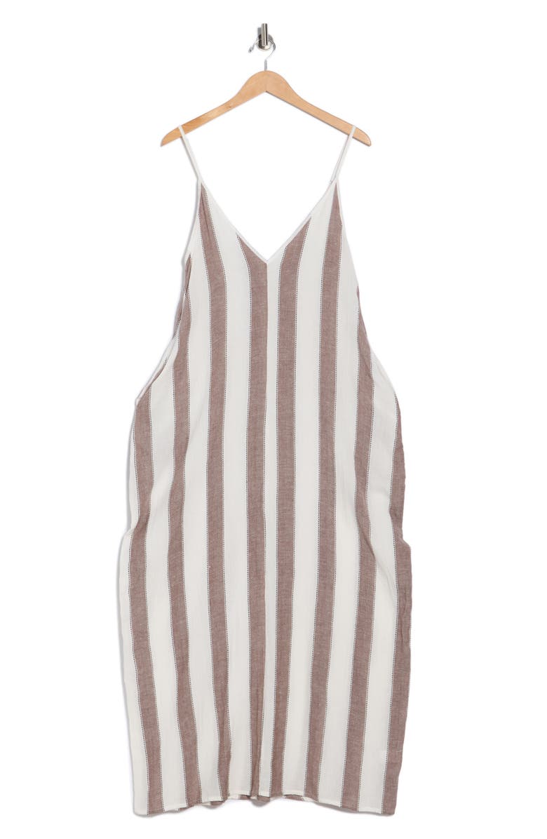 Elan Stripe Cotton Cover-Up Maxi Dress, Main, color, White/Brown Stripe
