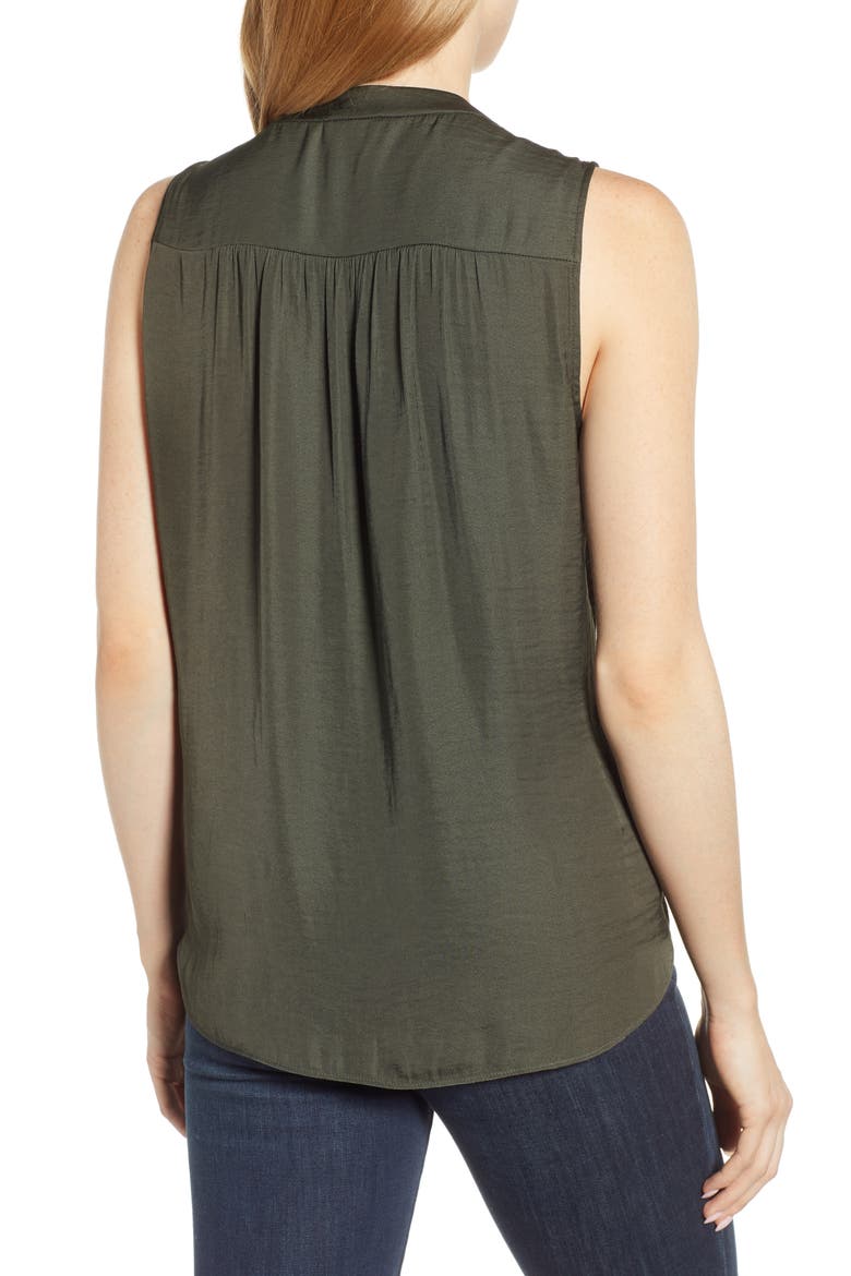Rumpled Satin Blouse, Alternate, color, NEW RICH OLIVE