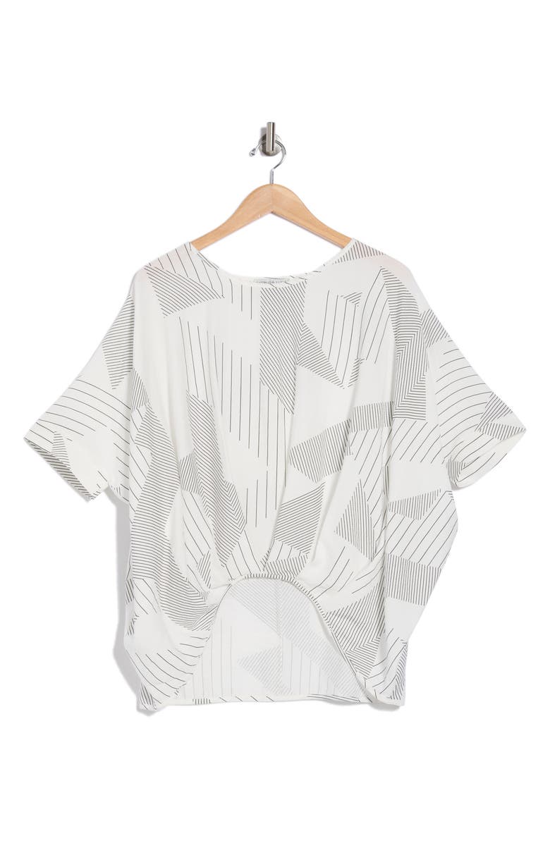 PATRIZIA LUCA Short Sleeve Pleated Front High-Low Top, Alternate, color,