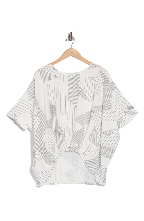 Patrizia Luca Short Sleeve Pleated Front High-low Top In White