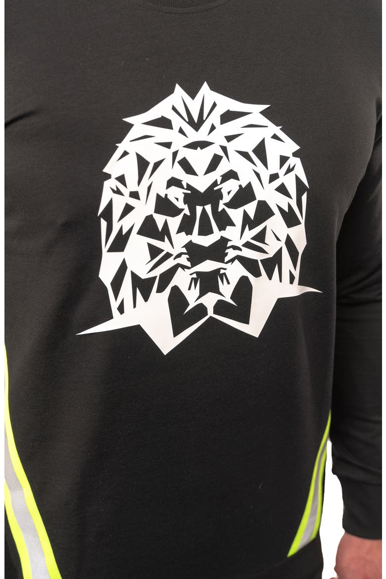 Lightening Black Stretch Cotton Graphic Crewneck Sweater, Alternate, color, BLACK