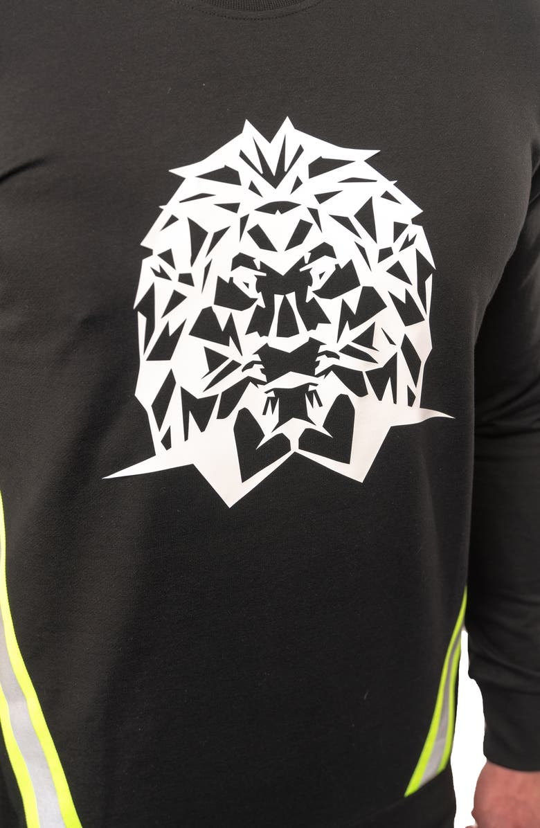 Maceoo Lightening Black Stretch Cotton Graphic Crewneck Sweater, Alternate, color,