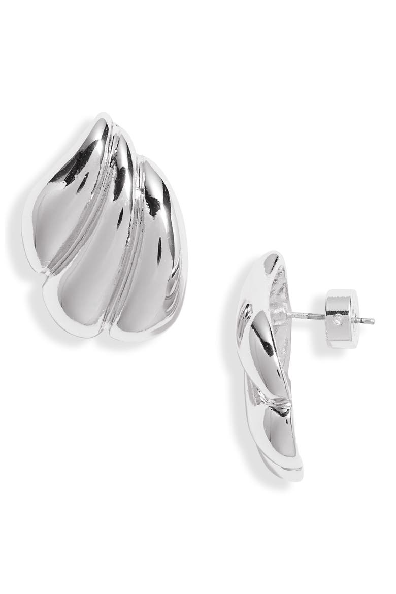 Fluted Stud Earrings, Main, color, SILVER