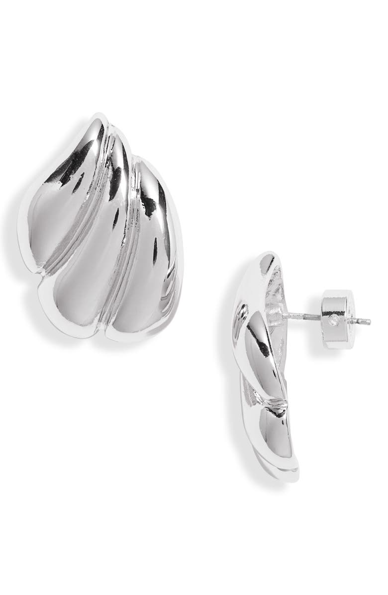 Nordstrom Fluted Stud Earrings, Main, color, Silver