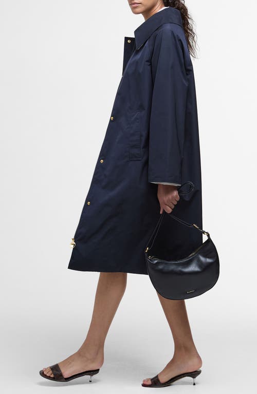 Barbour Sonnet Showerproof Raincoat In Dark Navy/safari Dresstartan